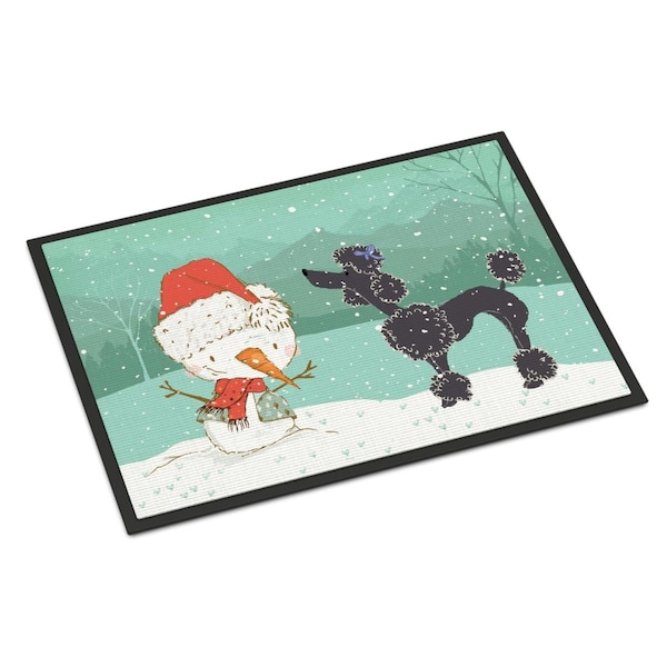 Carolines Treasures 24 x 36 in. Black Poodle Snowman Christmas Indoor or Outdoor Mat CK2064JMAT - main